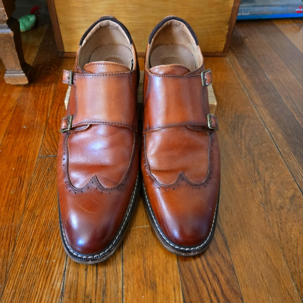 Stacey Adam's Mens Dress Shoe US 9.5 Medium Whiskey/Cognac Brown